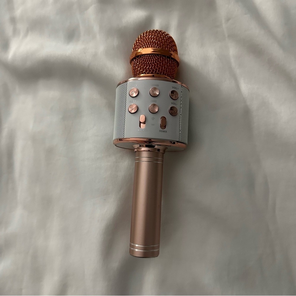 Rose Gold and White Microphone Speaker